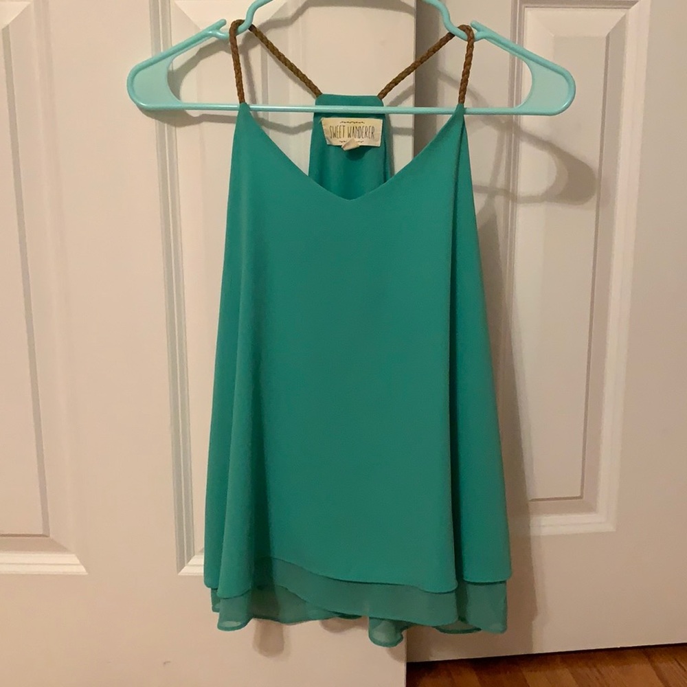 Spaghetti strap. Sea foam green shirt